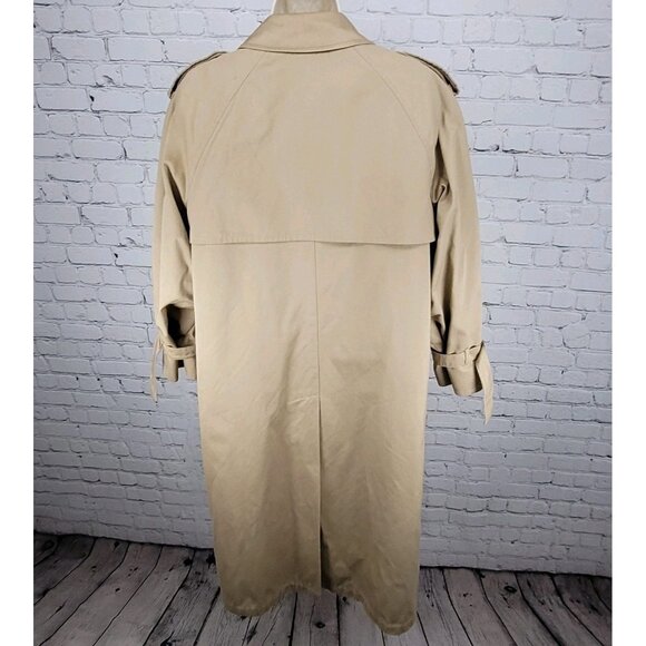VTG London Fog Maincoats Tan Removable Liner Double Breast Trench Coat Size 14P - Picture 2 of 16